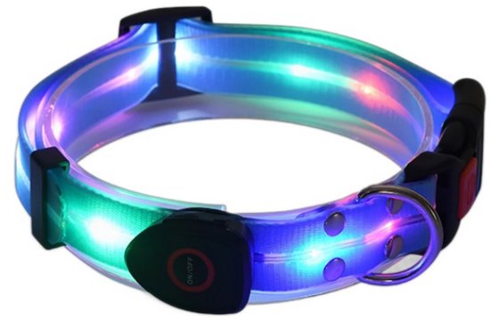 Collier pour Chien LED Réglable et Rechargeable – Collier pour Chien Illuminé avec 3 Modes d'Éclairage, Collier de Sécurité Imperméable pour Promenade Nocturne, Matériau TPU Réfléchissant - ANMI
