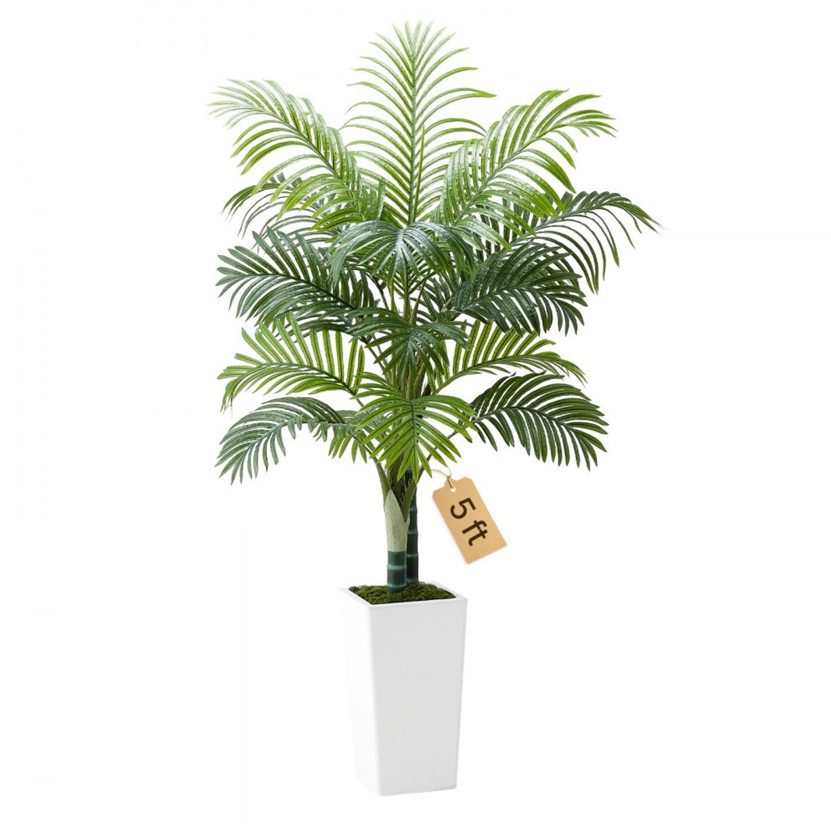 Arecapalm Kunstplant - Kunstpalm in Hoge Pot - Hoogte 150 cm - Realistisch Kunstzijden Blad - Onderhoudsvrij - Voor Binnen & Overdekt Buiten - Wit