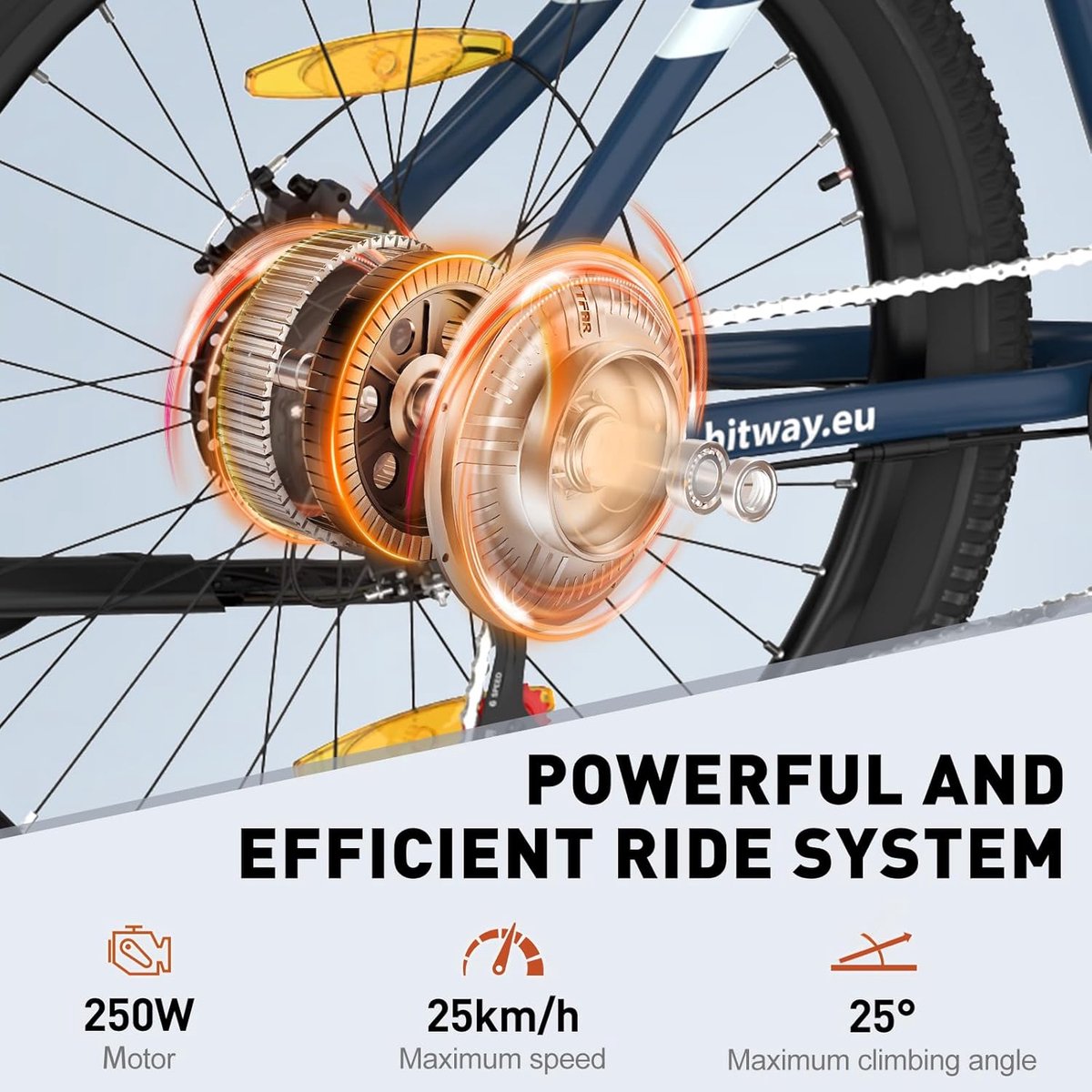 Hitway Elektrische Fiets BK15 Pro - 27.5 Inch City Commuter EBike met Afneembare 36V 13Ah Lithium Batterij - Mountain E-Bike met 250W Motor - 7 Versnellingen - IP54 Waterdicht - Elektrische Fietsen - afbeelding 3