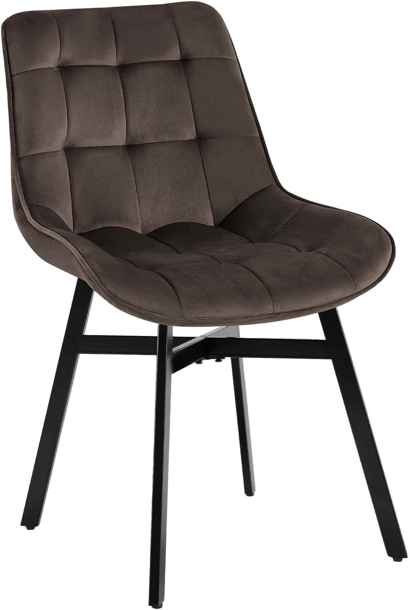 CLP Colby Eetkamerstoel - met leuning - keukenstoel - met zwart metalen frame - max. belas