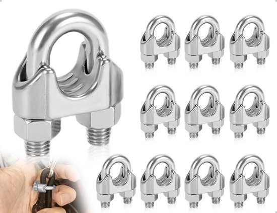 Idota 20 stuks staalkabelklemmen 3 mm, roestvrijstalen kabelklem voor staalkabel, staaldraad vast, geschikt voor 3 mm draad (M3