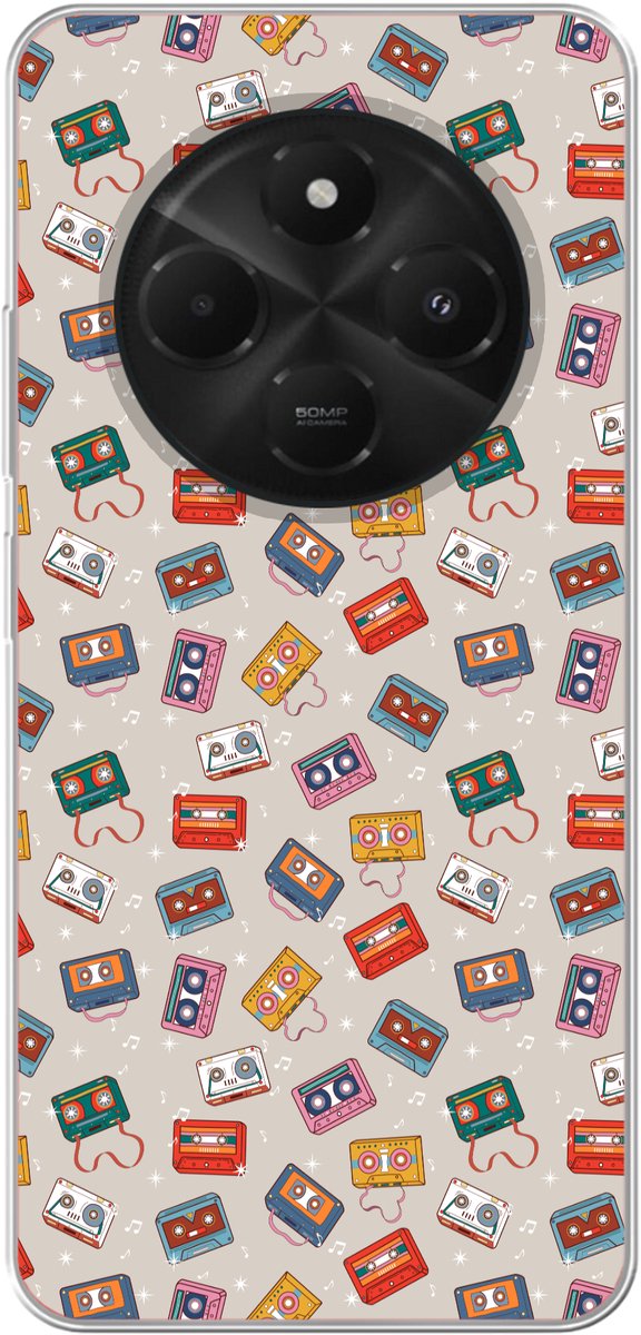 Telefoonhoesje Geschikt voor Xiaomi Geschikt voor Poco C75 (5G) hoesje - Muziek - Cassette - Patroon - Siliconen Telefoonhoesje Telefoonhoesje