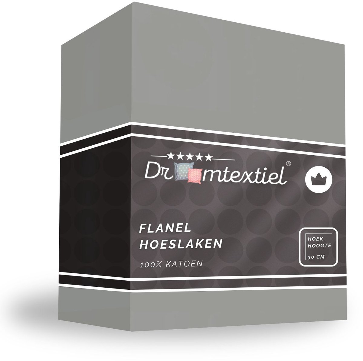 Droomtextiel Hoeslaken Flanel Premium Grijs - 160x200 cm