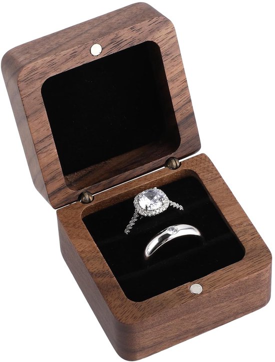 GNHG Ringbox, ringendoos van zwart fluweel, sieraden-geschenk-opbergdoos, geschikt voor verloving, aanzoek, bruiloft