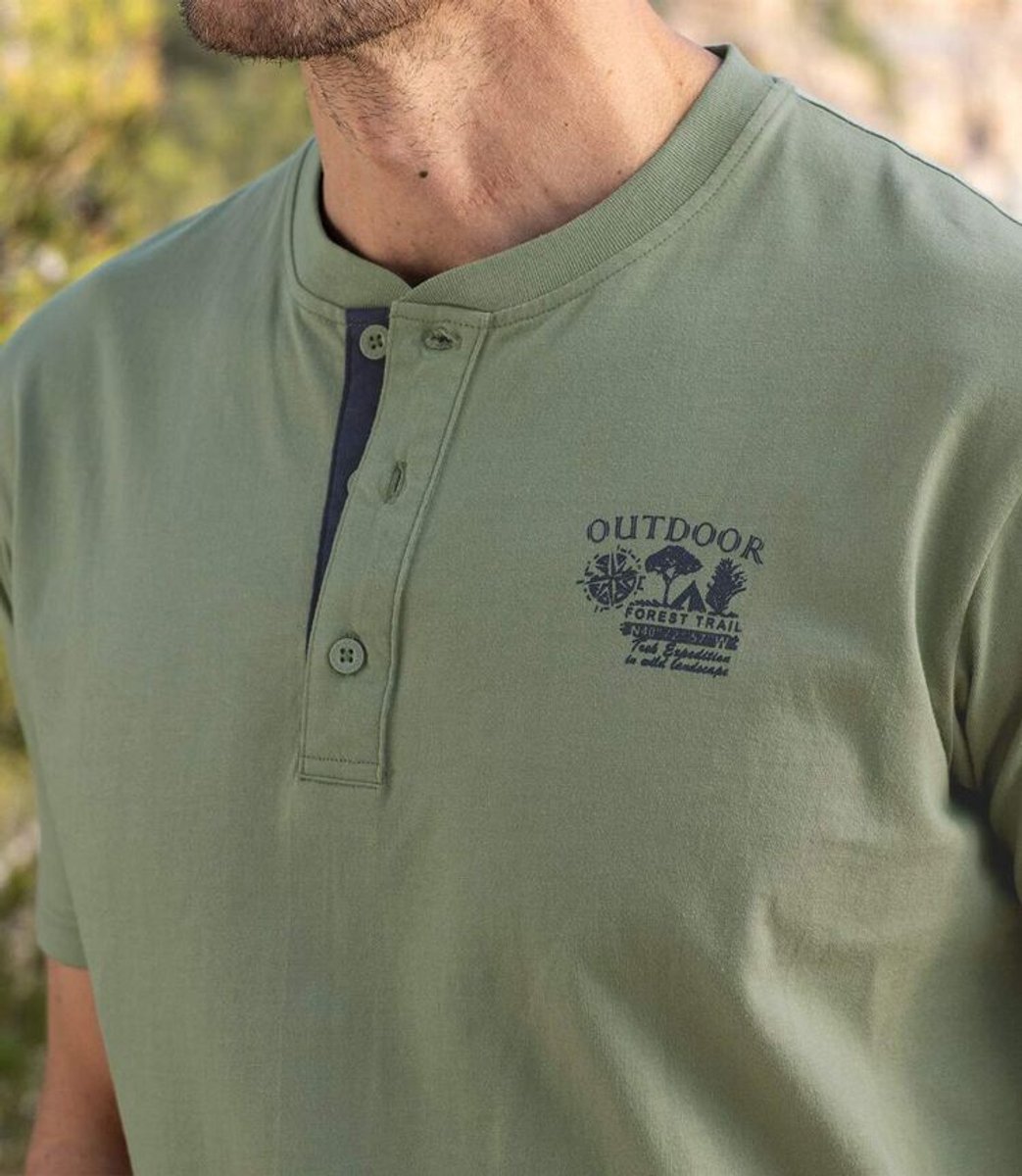 ATLAS FOR MEN - 6-pack T-shirts met henley kraag - Heren - Verkrijgbaar in grote maten - L