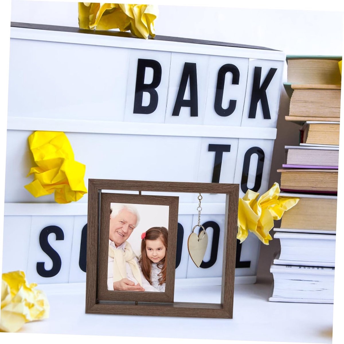 fotolijst - fotolijsten - Houten dubbelzijdige draaibare fotolijst - voor familieherinneringen - Creatieve rustieke fotohouder - voor bureau- en tafeldecoratie - voor grootouders en speciale gelegenheden - 21*23cm — cadeau in Wonen & Interieur - foto 5