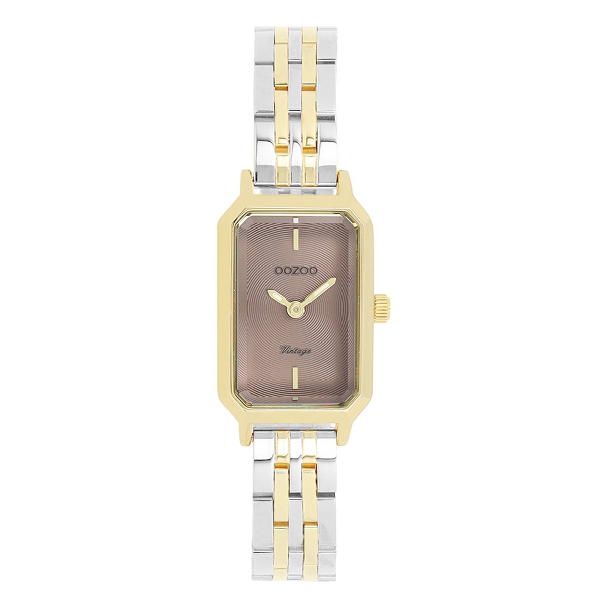 OOZOO Vintage series - Goudkleurige horloge met zilverkleurig-gouden roestvrijstalen armband - C20425