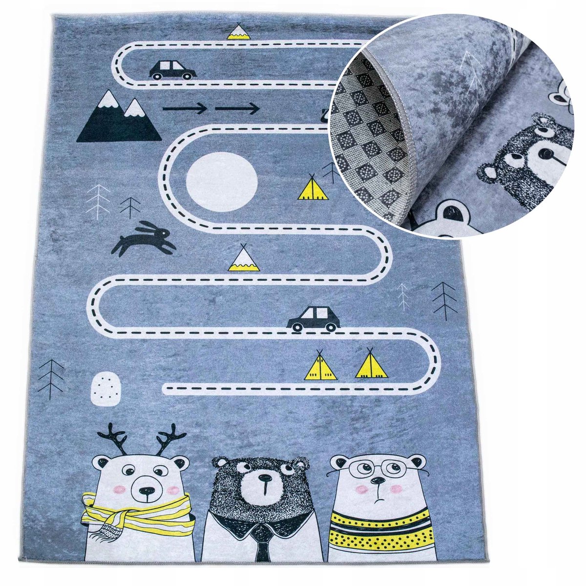 Antislip Kinderkamer Tapijt Wasbaar - 120x170 cm - Vrolijke Beren