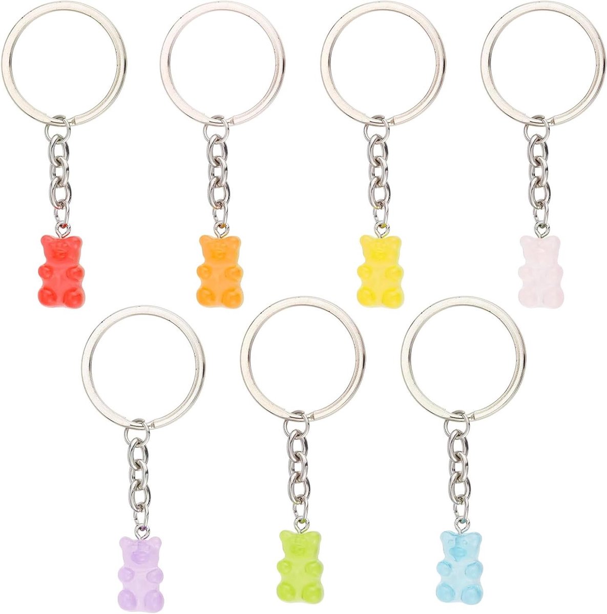 CSGoods - Kleurrijke Gummy Bear Sleutelhangers in 7 Transparante Kleuren - Leuke Snoep Beer Sleutelhanger voor Portemonnee, Oortelefoon en Tas