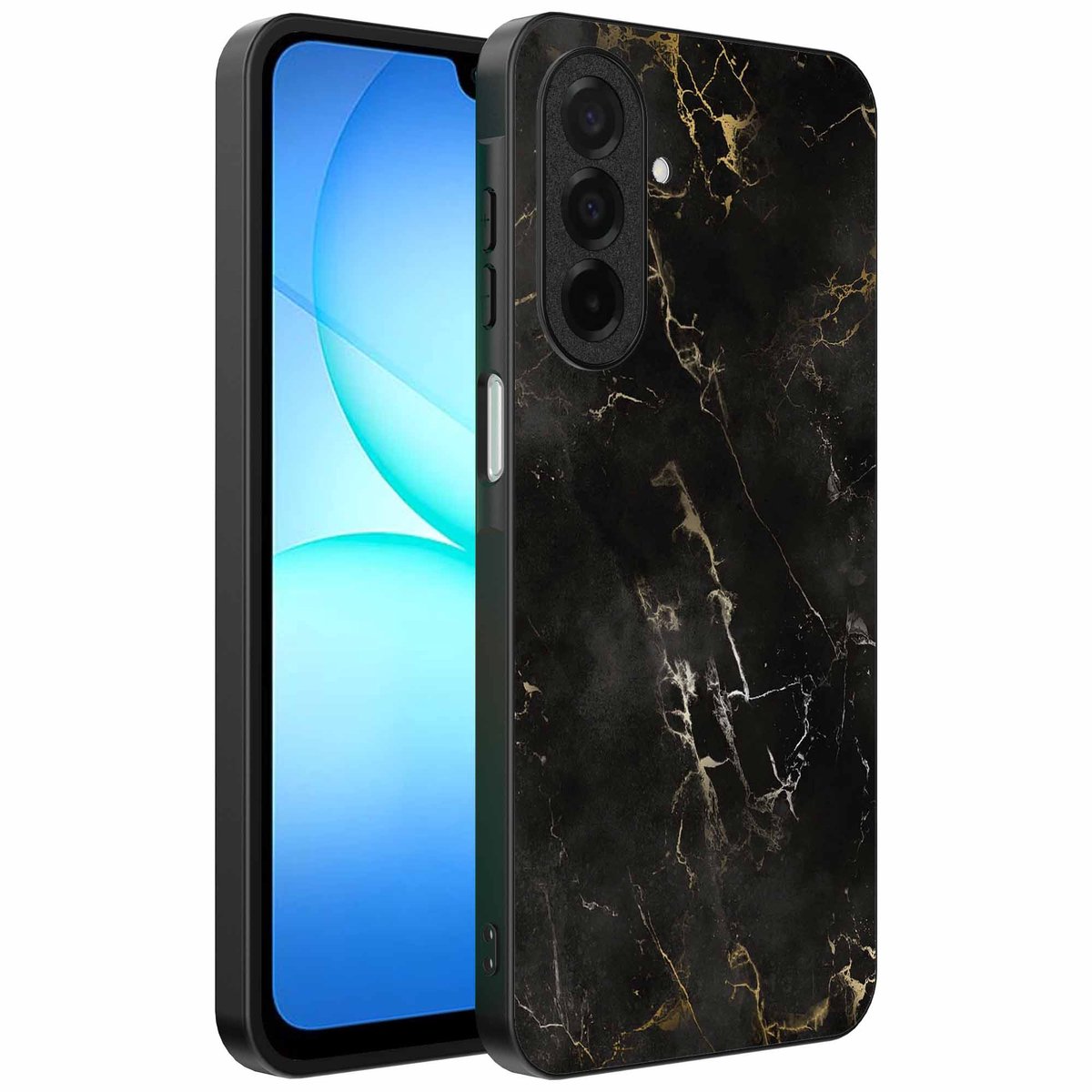 Geschikt voor Samsung Galaxy A17 Telefoonhoesje met marmer opdruk - TPU backcover case black marble design - Zwart - Smartphonica geschikt voor Samsung Galaxy A17