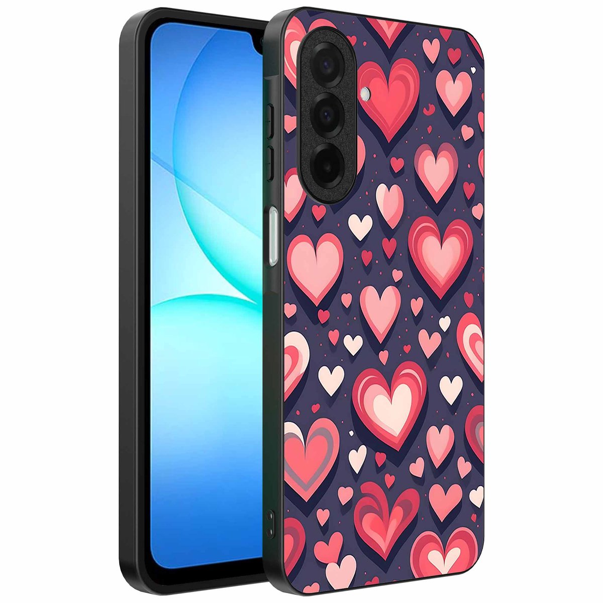Geschikt voor Samsung Galaxy A17 Telefoonhoesje met Hartjes Opdruk - TPU Backcover Case With Heart Design - Smartphonica geschikt voor Samsung Galaxy A17