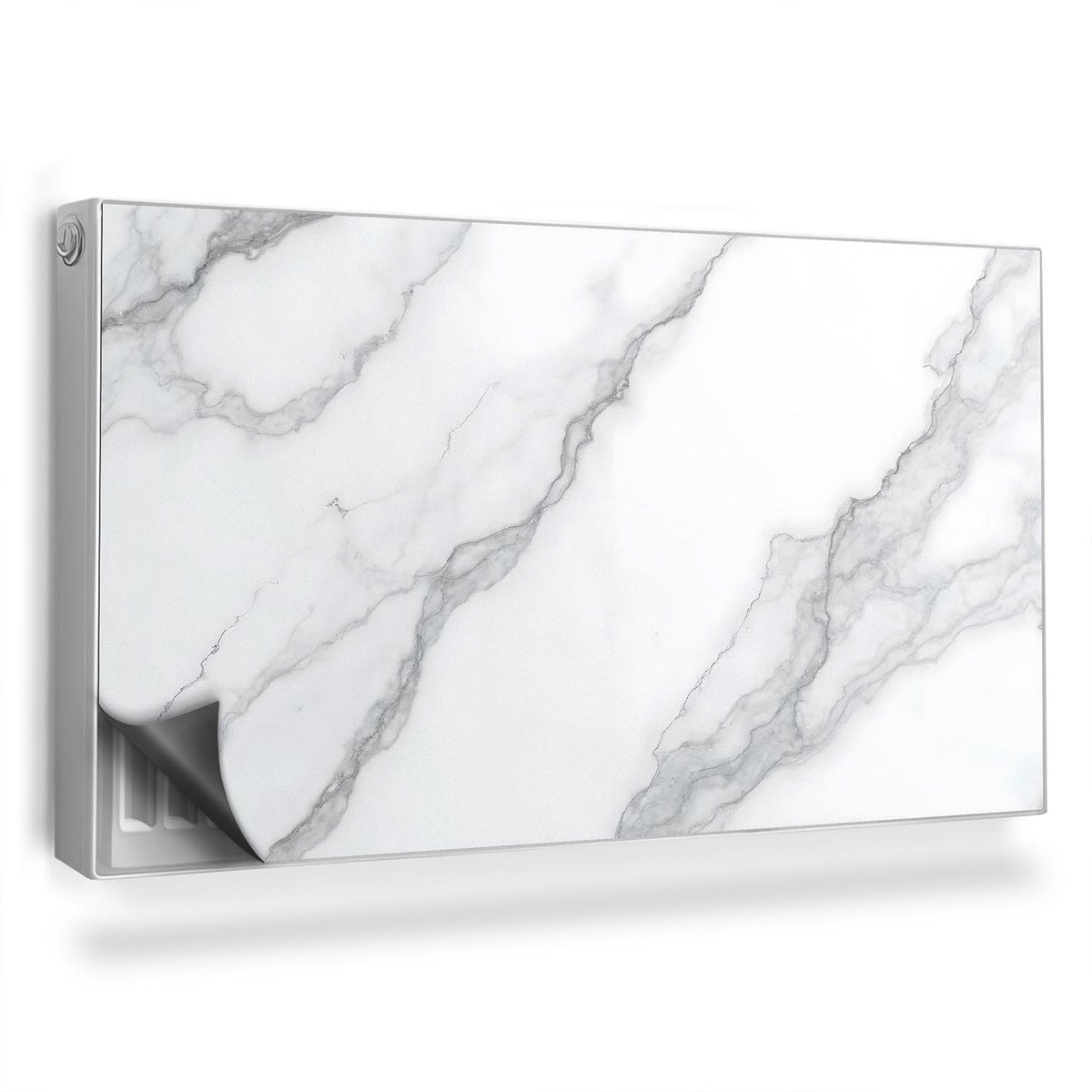 Wallfluent Magnetische Radiatorfolie - Radiator Folie Magnetisch - 110x60 cm - Fijne Marmertextuur Elegante Steen - Radiatorbekleding Max Temperatuur 60 Graden - Wit Marmer Magnetische Radiatorfolie Bescherming