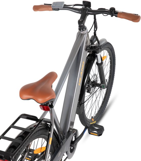 Hiland 26 Inch Elektrische Mountainbike (E-MTB) - 250W Motor - 36V 7.8Ah Batterij - All-Terrain - Voorvork Vering - Grijs - Geschikt voor buitenactiviteiten in de lente van Hiland — afbeelding 3