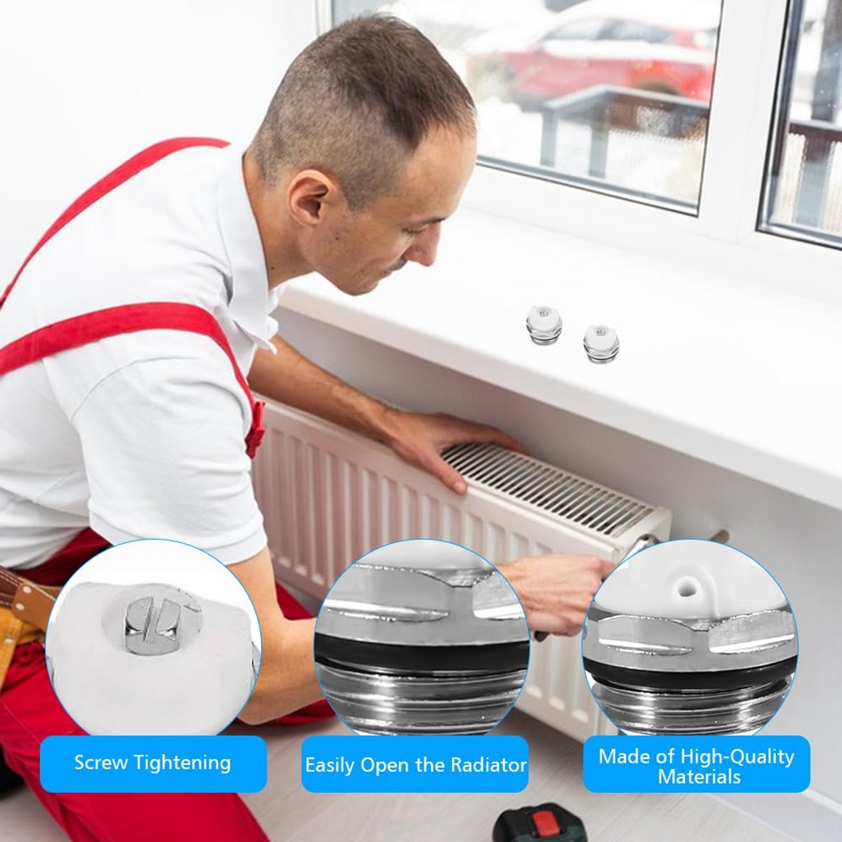 8-delige Radiator Ontluchtingsventielen Set 1/2 Inch Handmatig met Ontluchtingssleutels