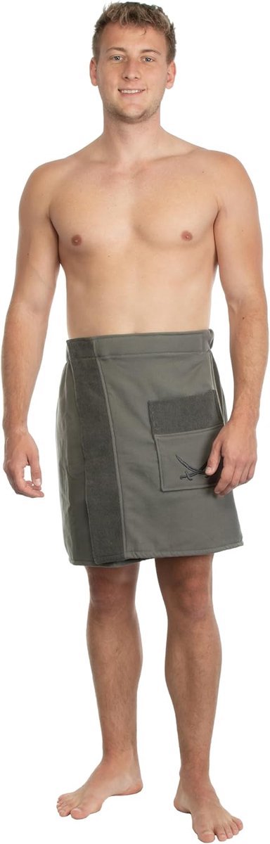 Stunq® Comfortabele Heren Sauna Sarong met Verstelbare Klittenbandsluiting en Praktische Zak