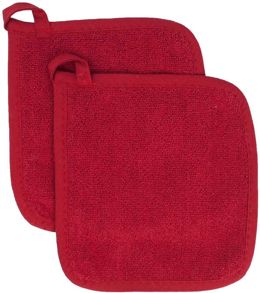 Elkuaie Hitzebestandige Pannenlappen - Katoenen Keukenset Voor Dagelijks Gebruik - Voor Koken En Bakken - 2 Stuks - Rood