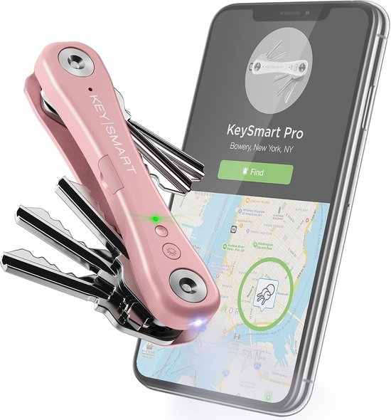KeySmart iPro - Compatibel met Apple Find My App - Vind verloren sleutels met intelligente sleutelorganizer, compacte traceerbare sleutelhouder (tot 14 sleutels