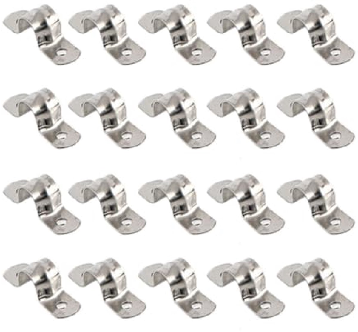 20 stuks pijpriemclips, M5 roestvrij staal 2 gaten zadel U-vormige buisclips, heavy-duty buisriemspanningsclips voor het bevestigen van beugel van waterpijp en gaspijp