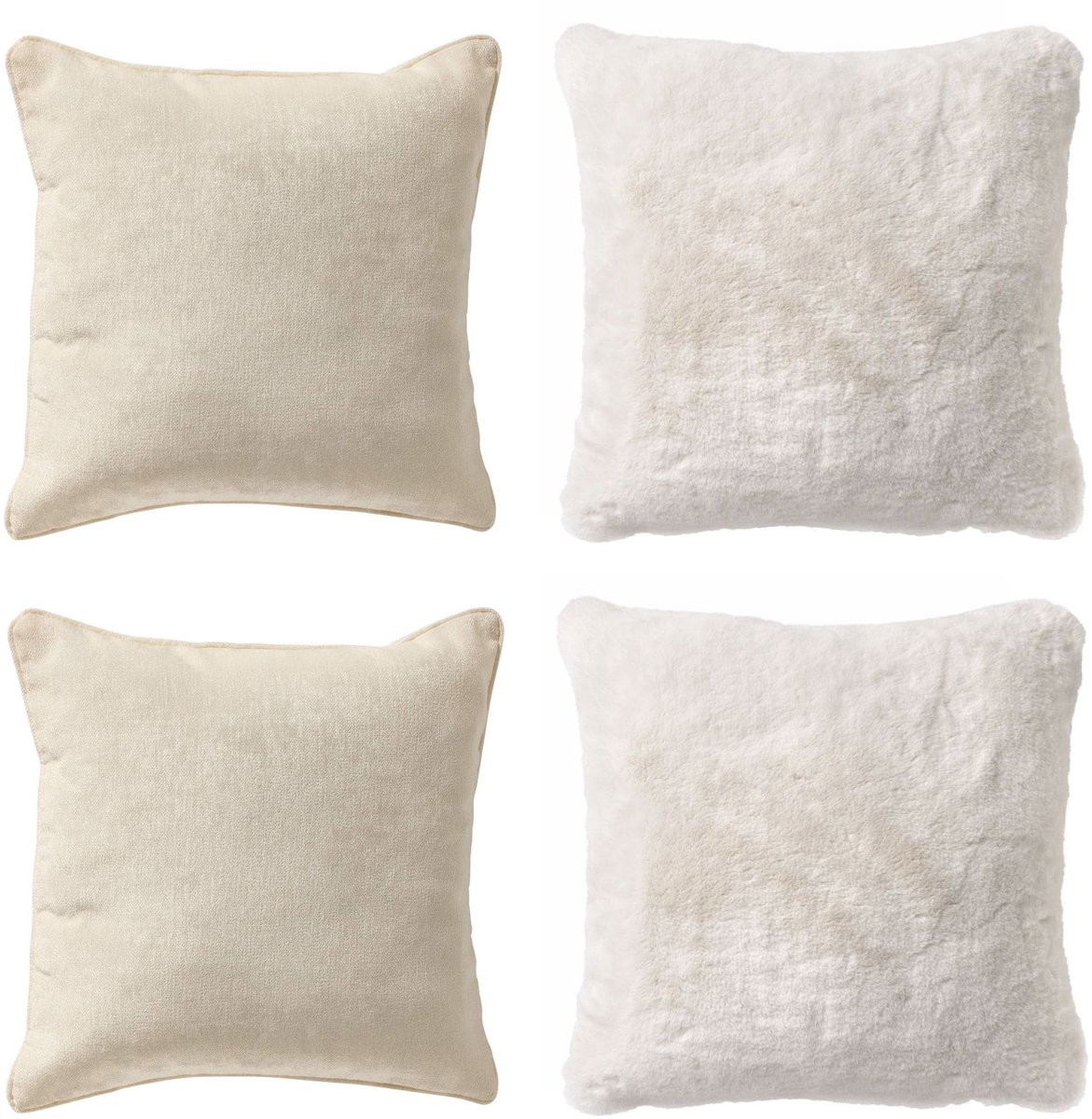 Dutch Decor KUSSENSET - 4-delig - Soft Elegance - 45x45 cm - inclusief binnenkussens - wit - Met Ritssluiting – Decoratie set sierussens - Comfortabele kussentjes voor op de Bank