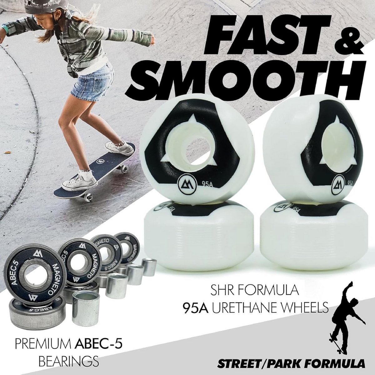 Mini Cruiser Skateboard Compleet Short Board 22 inch Canadees Esdoorn Hout Geschikt voor Kinderen Tieners en Volwassenen Zwart