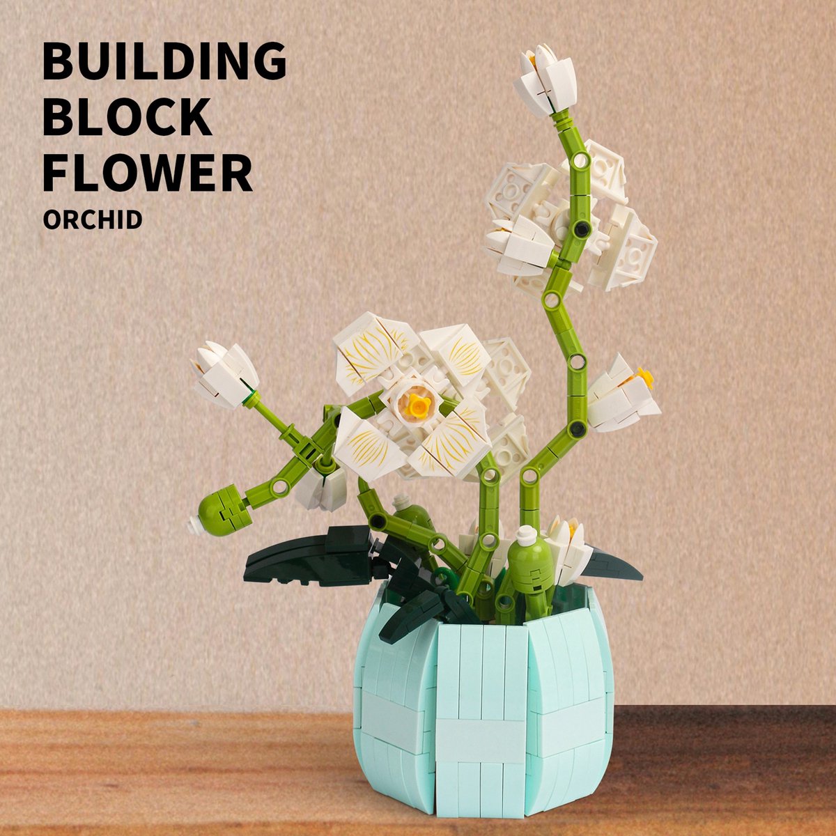 Bloem Botanische Bonsai Bouwset Frisse Kleur Orchidee Bonsai Bouwstenen Set voor Huisdecoratie