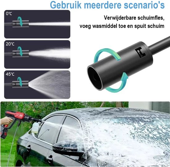 EAFC Draadloze Hogedrukreiniger - Incl. Makita 21V Accu - 100 Bar - Auto Was Set - Terrasreiniger - Hogedrukspuit - Zwart van Merkloos	 — afbeelding 5