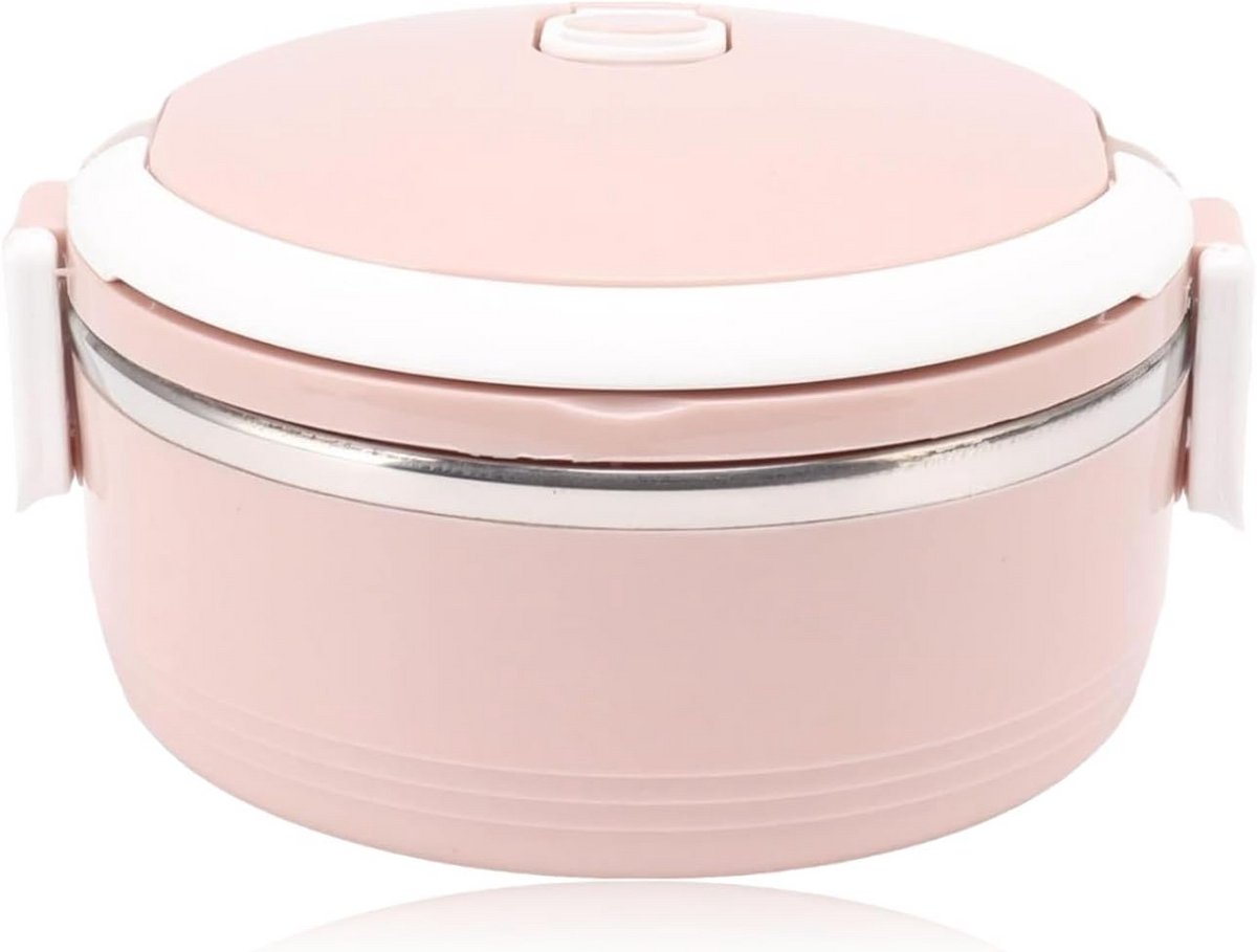 Geïsoleerde Thermische Lunchbox RVS - Draagbare Ronde Bento Box voor Warm & Koud Eten