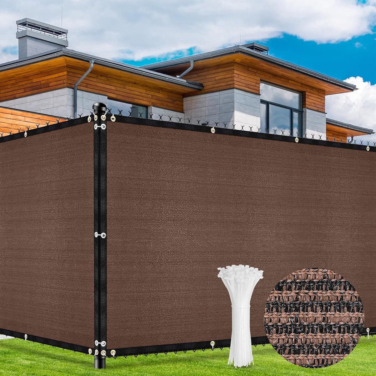 Stunq® Inkijkbescherming omheining, 1,8 x 15,2 m, tuinhek, schaduwnet met ogen, 170 g/m², blokkade, uv-bescherming, outdoor, windbescherming, zonwering, inkijkbescherming, weefsel, voor achtertuin