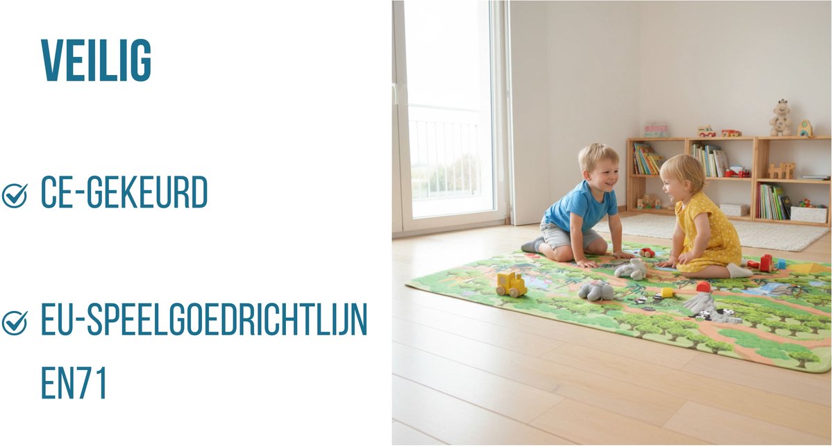 Mats & Joy Jungle Safari Speelmat 130x180cm - Fluweelzacht wasbaar thumbnail 5