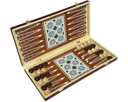 Ultra Chess Gambit - Schaken, Backgammon en Dammen - 3in1 set - 49X49CM - Hout - Opklapbaar bord