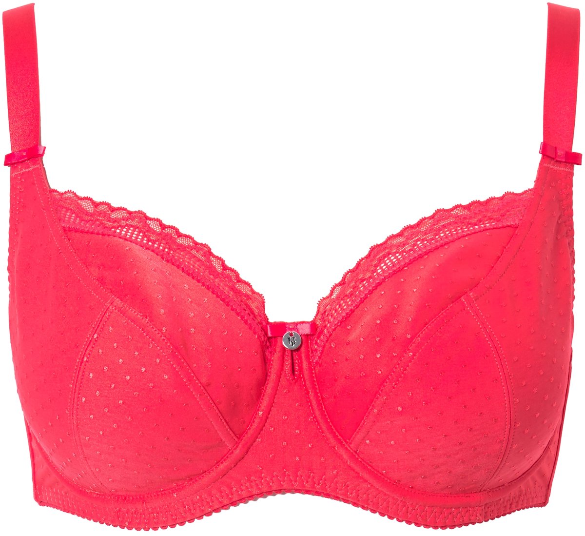 Ulla Popken Dames - Beugelbeha jacquard kanten rand - Roze