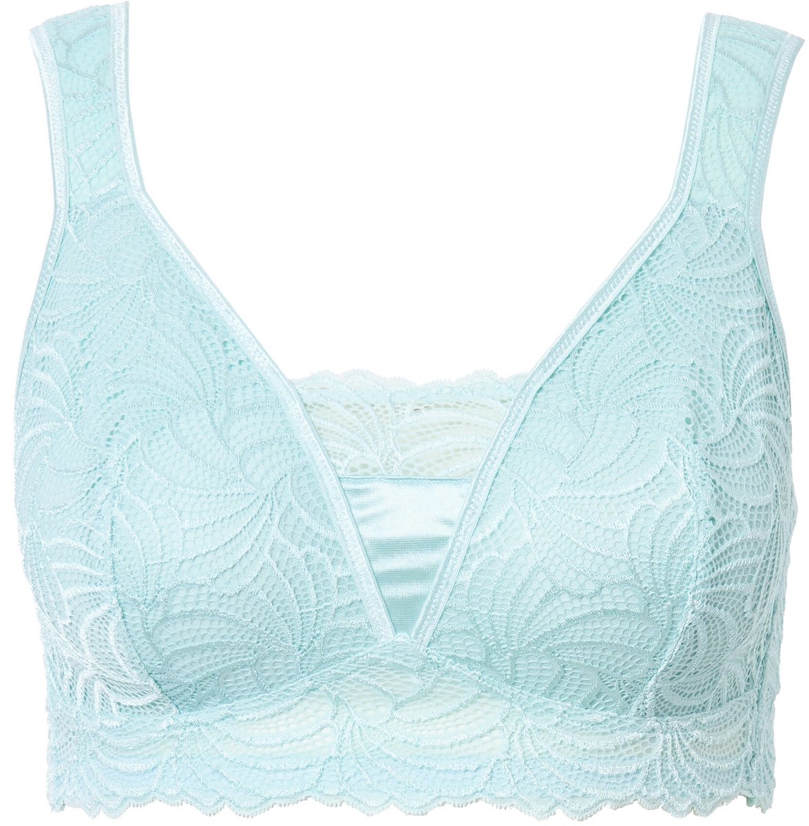Ulla Popken Dames - Bralette kant zonder beugel - Licht mintgroen