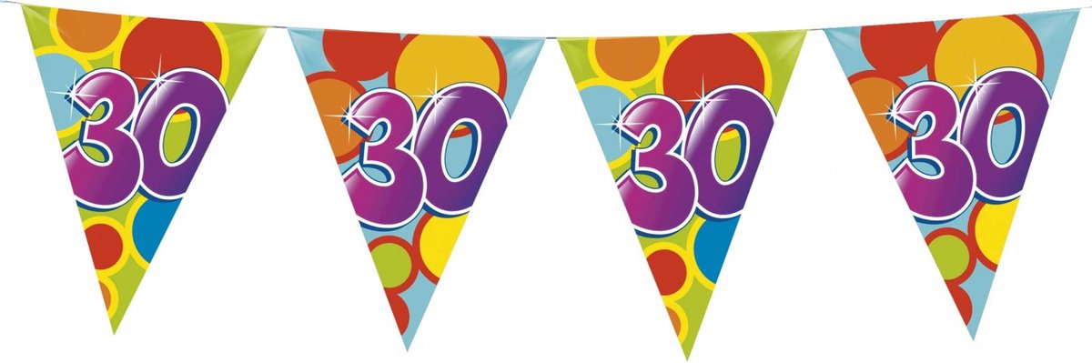 Haza Vlaggetjes - 30 jaar - leeftijd verjaardag - plastic - 10 meter — afbeelding 3