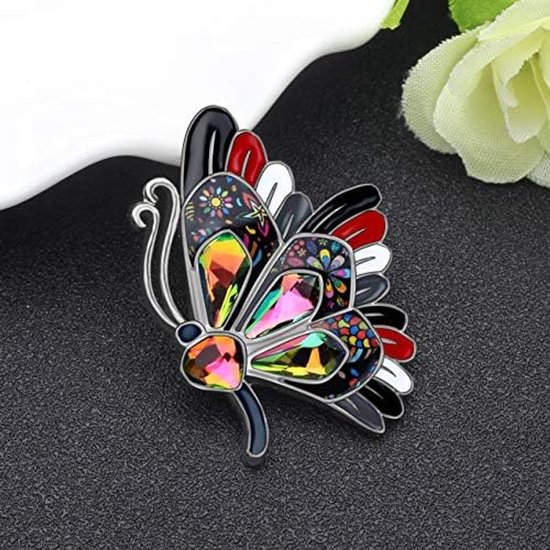 Vintage Ruban Fleur Élégante Broche Strass - AB4 - France