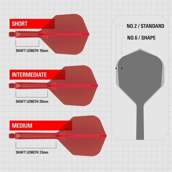 Target K-Flex Red NO6 - Dart Flights - Short van Target — afbeelding 4
