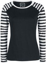 R.E.D. Rock-Engineered Design Zwart longsleeve shirt met gestreepte mouwen - Dames - M