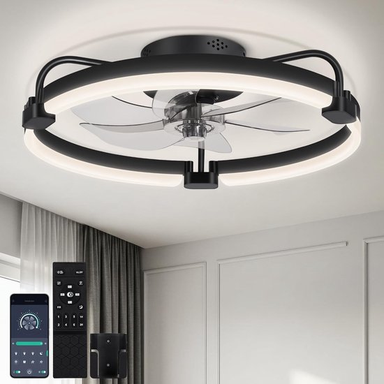 Plafondventilator Smart LumiFan Zwart 59cm Lichtkleur Instelbaar & Remote