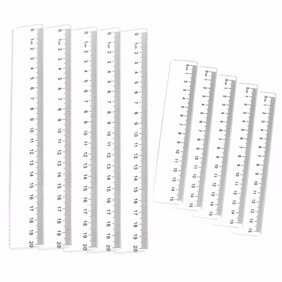 10 Stuks Doorzichtige Plastic Liniaal, Rechte Transparante Meetgereedschap Voor Studenten, School, Kantoor (15 cm/6 inch