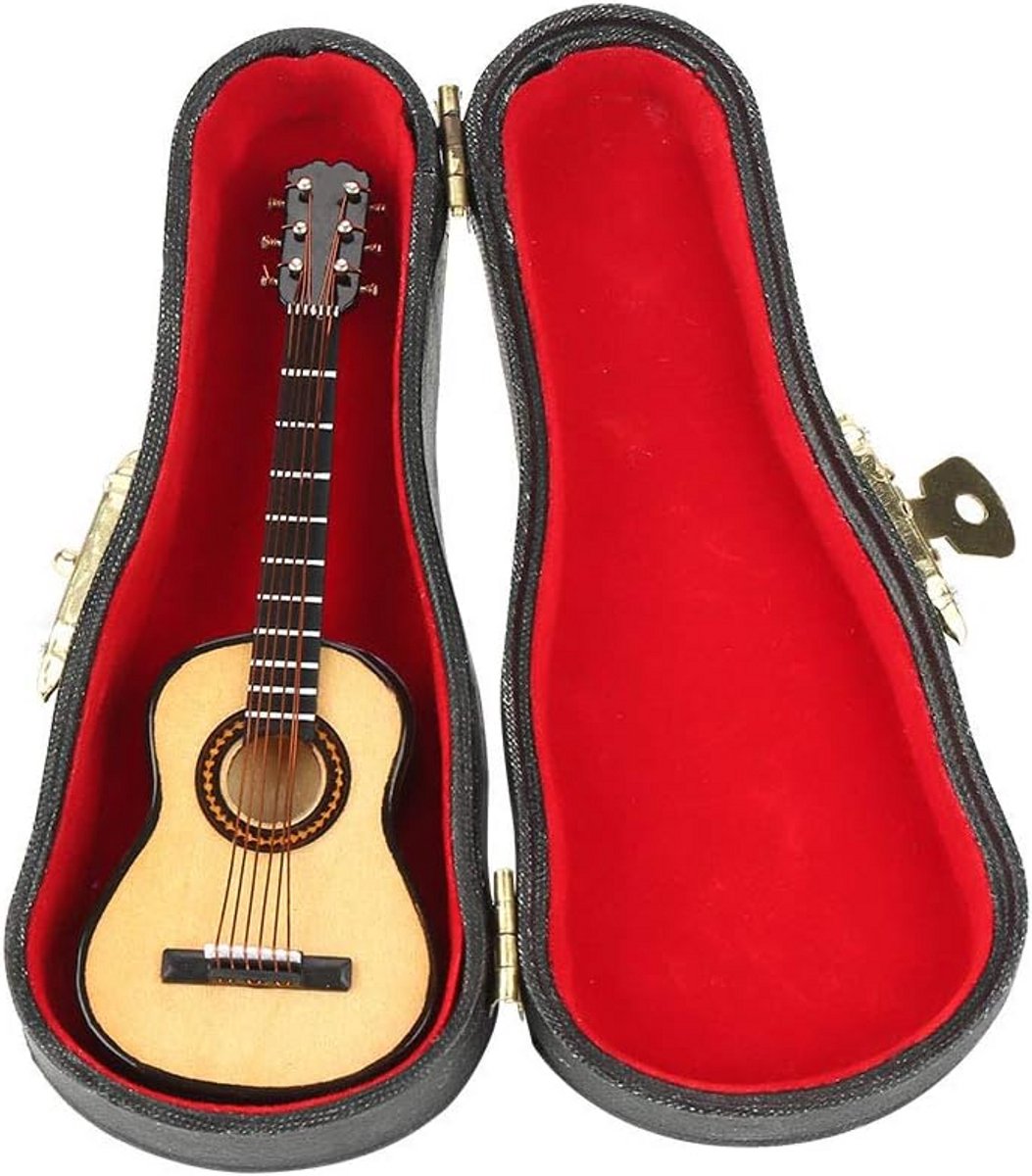Decoratieve Houten Miniatuur Gitaar Model met Standaard - Miniatuur Muziekinstrument voor Decoratie
