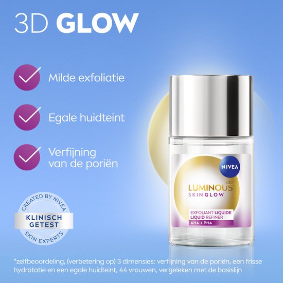 NIVEA Luminous630 Skin Glow Liquid Refiner - Exfoliant - Skincare - Leave-on Peeling - Alle Huitype - Anti-Pigment - 100ml