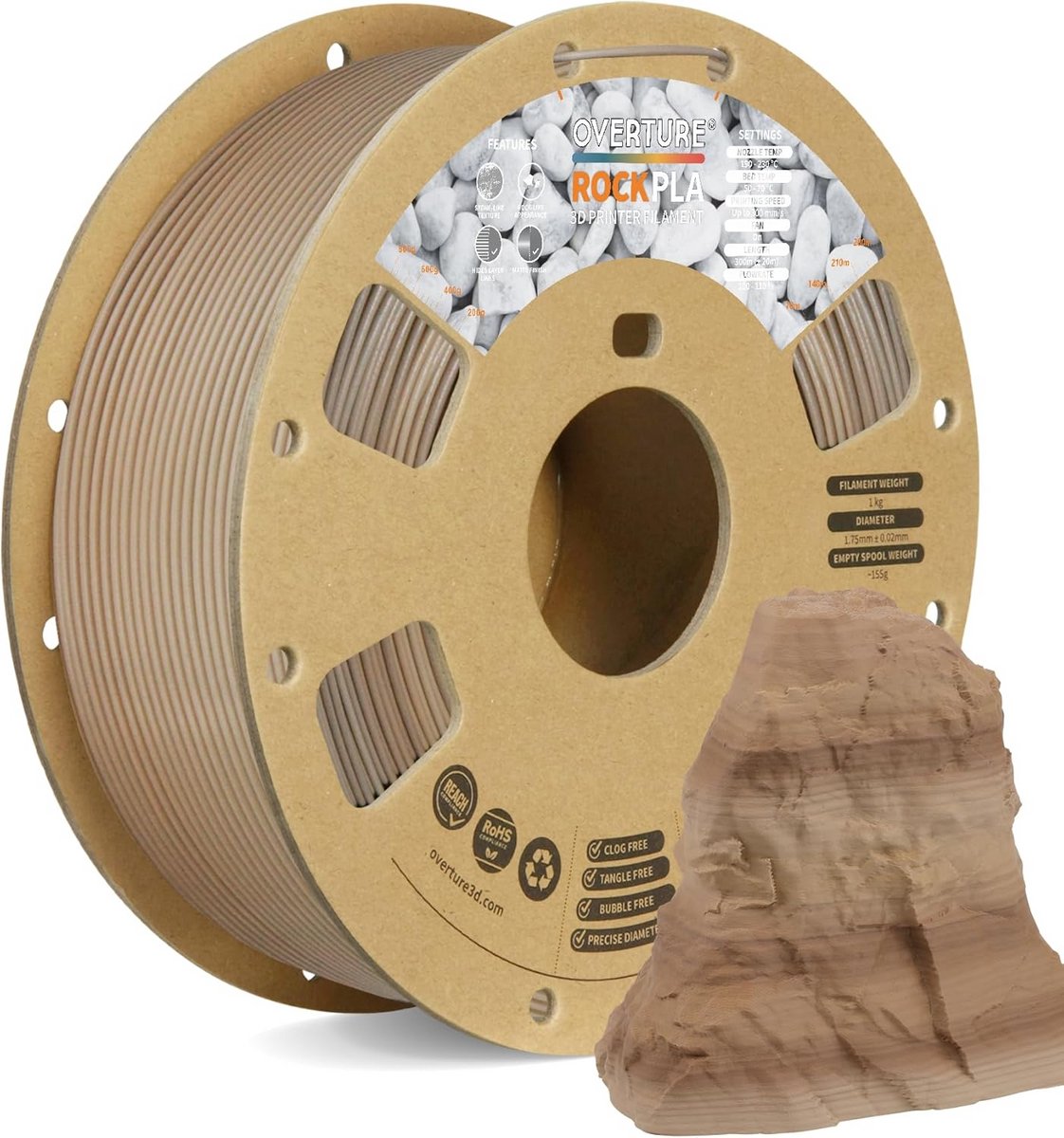 Marmer PLA Filament 1,75 mm - 1 kg Spoel voor 3D Printen