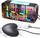 Wekker extreem luide trillingen en schudfunctie - voor doven - diepe slapers - slechthorenden - RGB digitale wekker voor de kinderkamer - grote cijfers - USB-oplader - nachtlampje - geheugen voor uitschakelen