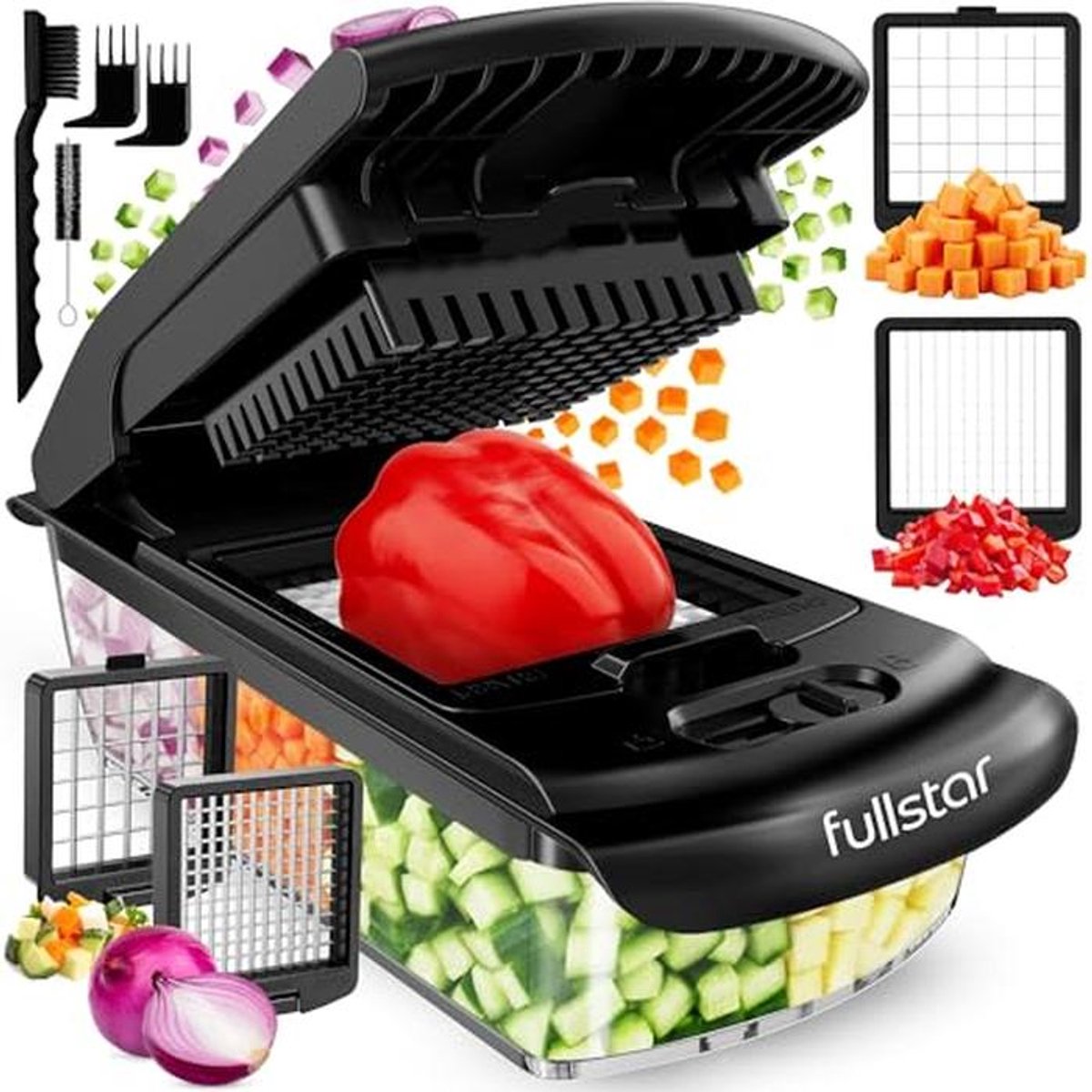 Groentesnijder en Salade Chopper - 2-in-1 Keukengereedschap in Zwart