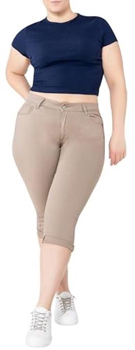 Hoge Taille Dames Capri Jeans Grote Maten 3/4 Stretch Slim Fit