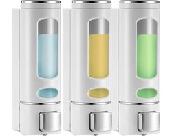 Ynkkvre - Seifenspender Wandbefestigung - Seifenspender Wand - Wandmontage Soap Dispenser - Duschgelspender - Pumpspender - Duschgelspender für Dusche - Duurzaam ABS Materiaal - 3*400ml Grote Capaciteit - Eenvoudige Wandmontage