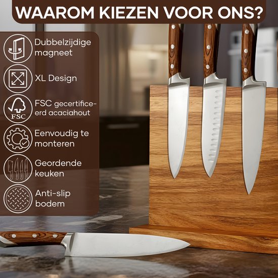 Magnetische design-messenblok van eikenhout