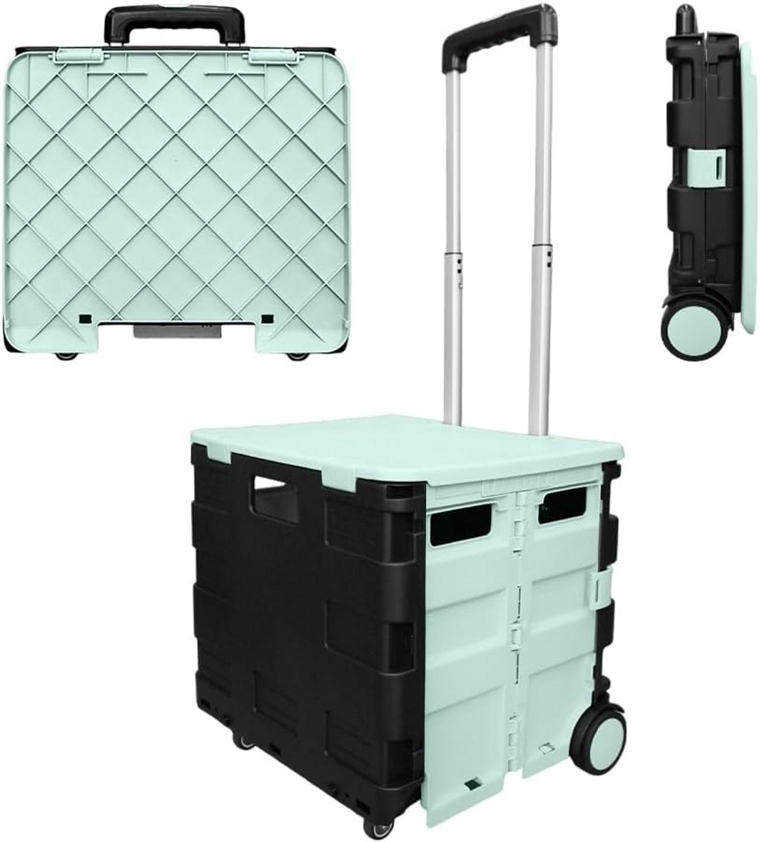 Opvouwbare Boodschappentrolley 40 kg met Wielen en Deksel