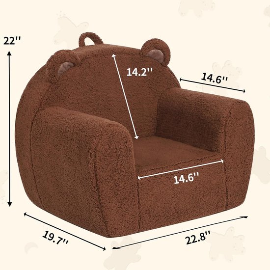 Knusse Teddy Stoel voor Peuters en Kinderen - Zachte Sherpa Zitbank met Hoge Rugleuning van Merkloos — afbeelding 5