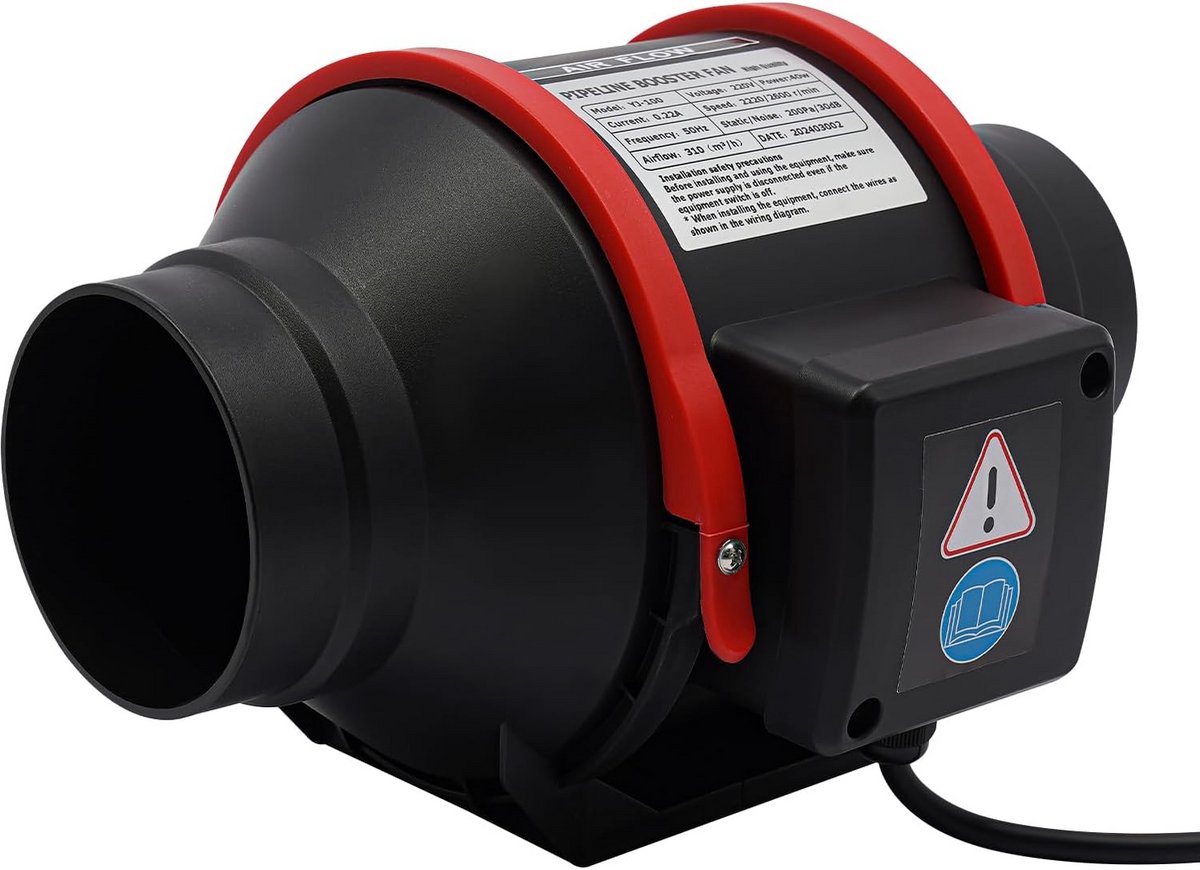 Krachtige Buisventilator 100 mm voor Ventilatie en Luchtreiniging