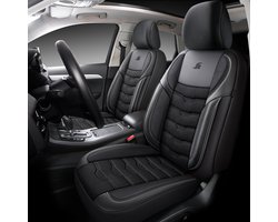 Autostoelhoezen voor Toyota Yaris Cross | Complete set | AID404 | Zwart met zwarte stiknaden